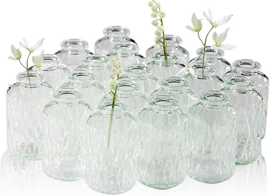 20 Pcs Prismatic Flower Bud Vases, Loose Transparent Flower Bud Vases, Small Vases, Decorative Vases, Family Wedding Table Decorations
