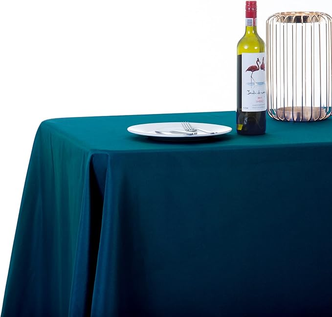 Ascoza 2pack 90x132 Inch Peacock Blue Rectangular Tablecloth 8 Feet Table Cloth in Polyester Fabric for Wedding/Banquet/Restaurant/Parties