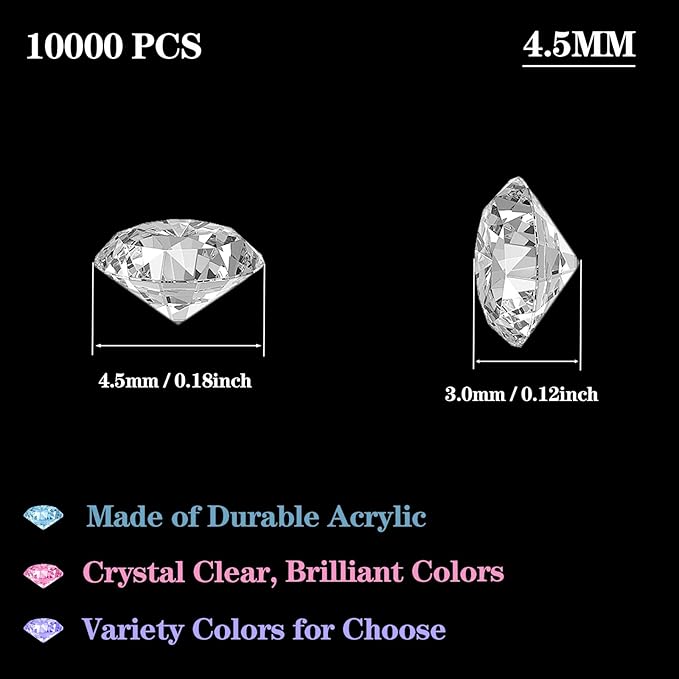 10000Pcs Crystal Acrylic Diamond Fake Gems Vase Filler, 4.5mm Faux Diamonds for Table Scatter Wedding Party, Bridal Shower, Birthday Decoration, Orange
