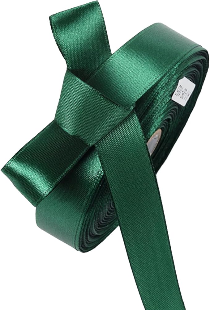 5/8" x 50 Yards Forest Green Satin Ribbon Single Faced Fabric Ribbons for Gift Wrapping, Crafting, Bows Making, Sewing, Wedding, Home Decor