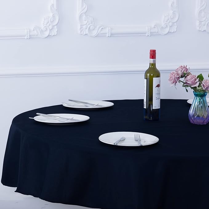 Ascoza 2pack 90 Inch Navy Round Tablecloth in Washable Polyester Fabric for Wedding/Banquet/Restaurant/Parties…