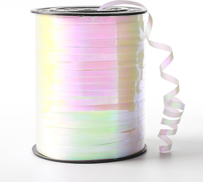 500 Yard Curling Ribbon, 3/16" White Gradient Curly Ribbons for Crafts, Balloon String Ribbon for Balloons, Gift Wrapping Ribbons for Christmas Halloween Birthday Party Decorations