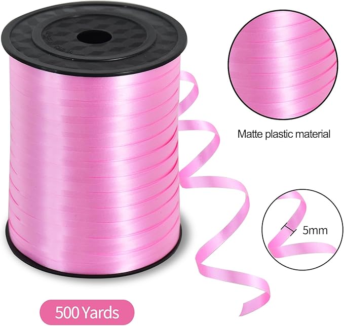TONIFUL 500 Yards Curling Ribbon-Balloon Ribbon-Balloon String for Art&Craft Decor,Gift Wrapping,Ribbons and Bows for Christmas New Year Birthday Gifts Graduation Supplies (Light Pink)