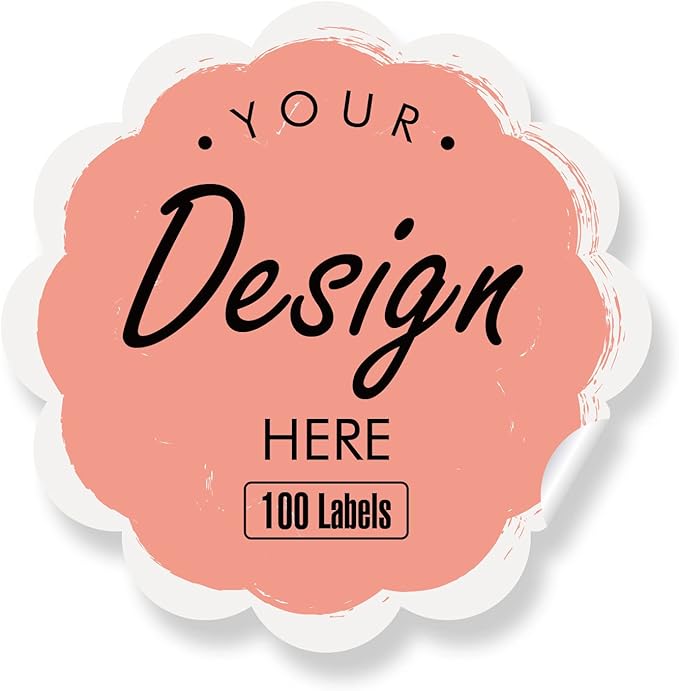 Custom Stickers Personalized Labels - Customized Stickers with Any Design Image Logo Text,Custom Thank You Label Stickers,Custom Stickers for Business Logo,100 Labels (Scalloped,2"x2")