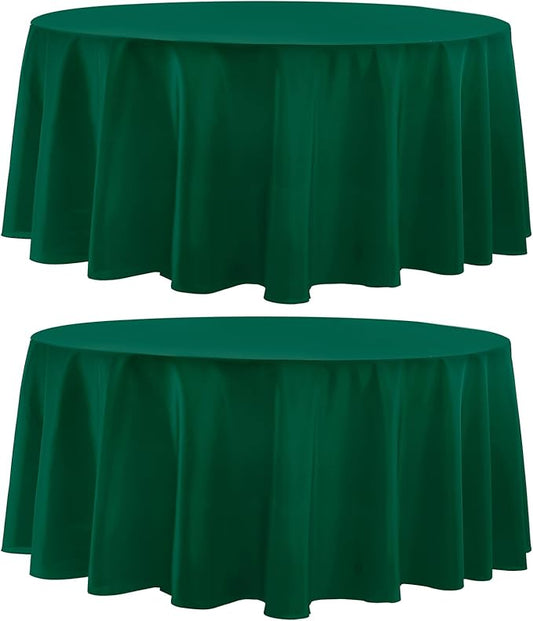 Round Tablecloth 120 Inch 2 Pack Dark Green Tablecloths Washable Decorative Linen Polyester Table Clothes Cover for Dining Table Banquets Buffet Parties and Wedding