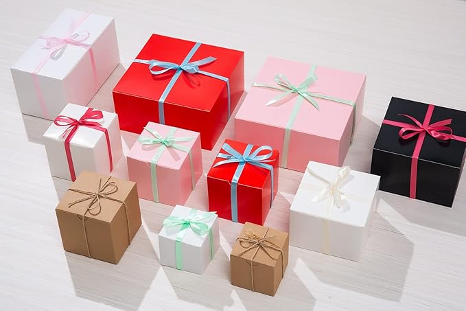 GEFTOL Small Pink Gift Box 50 Pack 4x4x4 inches Fold Box Easy Assemble Paper Gift Box Bridesmaids Proposal Box for Bridal Birthday Party Christmas