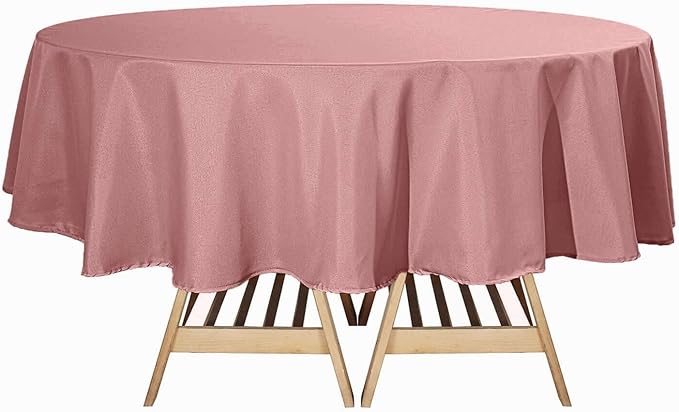 Efavormart Round Tablecloth, 90 Inch Stain & Wrinkle Resistant Washable Table Cloth, Decorative Polyester Fabric Table Cover for Banquet, Wedding, Dining- Dusty Rose
