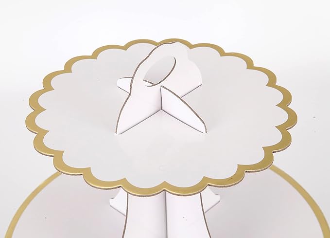 3-Tier Cupcake Stand, Lace Trim Cake Stand Holder, Tiered DIY Cupcake Stand Tower for Dessert Table Displays, Birthday Theme Party Favors Decoration, Floral Tea Party, 12" W x 12.8" H, White