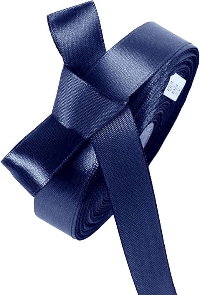5/8 Inch Navy Blue Satin Ribbon 50 Yards Solid Fabric Ribbons for Gift Wrapping, Crafts and DIY Projects, Bows Making, Wedding, Party, Holiday Decor