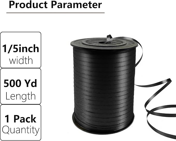 500 Yards Curling Ribbon-Balloon String for Birthday Gift Wrapping,Festival Party Decor,Ribbons & Bows for Christmas New Year Gifts Supplies (Black)