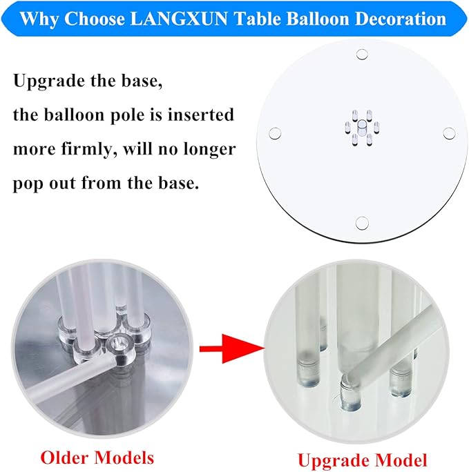 LANGXUN 28" Height Table Balloon Stand Kit for Birthday Party Wedding Decorations, Balloons Arch Kit for Graduation Party and Christmas Balloon Decorations (6 Pack)