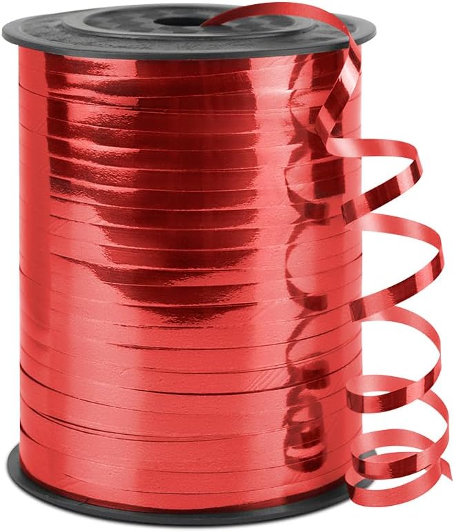 Red Curling Ribbon, 1/5" Wide x 500 Yards Christmas Curling Ribbons for Gift Wrapping, Party Decoration, Balloon String, Hair, Ribbons for Florist Flower (1 Roll)
