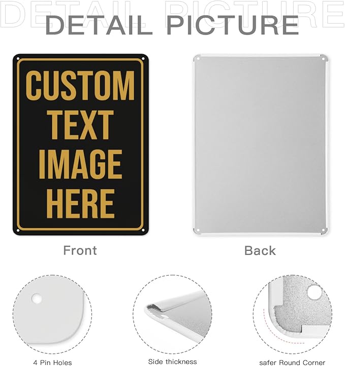 Custom Signs,Custom Sign, Metal Sign Customized Sign Personalized Metal Signs Make Your Own Sign With Text Logo Image For Office Business Workplace Home Bar Indoor Outdoor Use 12"x8"