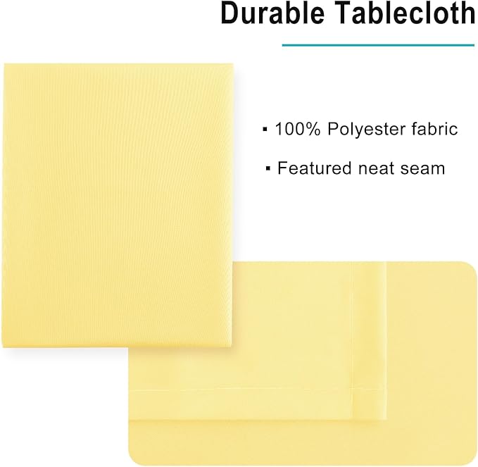 Hiasan Waterproof Tablecloth Rectangle - Washable Fabric Table Cloth for Dining Room Kitchen Birthday Party and Outdoor Use, Light Yellow, 70 x 140 Inch