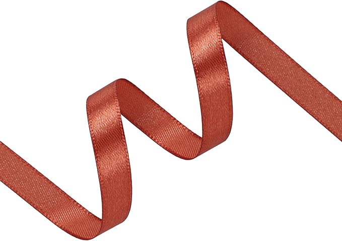 Copper Satin Ribbon 3/8 inch X Continuous 100 Yards, Single Face Polyester Ribbon Perfect for Gift Wrapping, Flower Bouquet, Wedding Decor, Crafts, Bow Making, Sewing and More