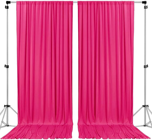 AK TRADING CO. 10 feet x 10 feet Polyester Backdrop Drapes Curtains Panels with Rod Pockets - Wedding Ceremony Party Home Window Decorations - Fuchsia