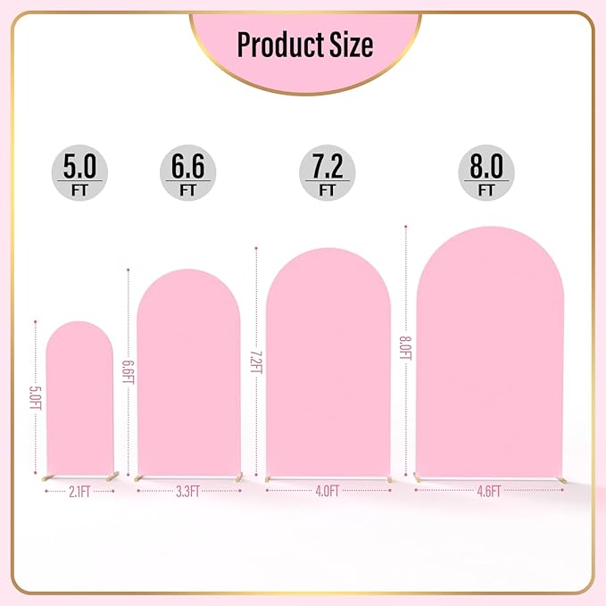 LEBENGURU Upgraded 7.2FT Wedding Arch Cover, Light Pink Spandex Fitted Arch Backdrop Cover, Round Top Chiara Stand Covers for Birthday Party Baby Shower Banquet Balloon Décor