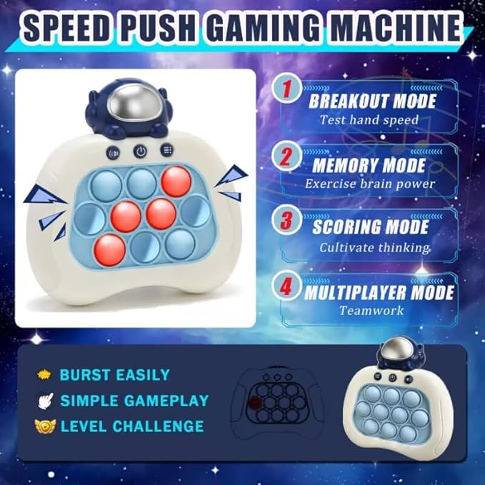 Quick Push Bubble Game, Pop Bubble Fidget Toy for Kids 3-12, Handheld Puzzle Game Sensory Toys for Halloween, Xmas & Birthday Gifts