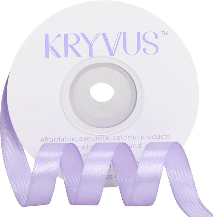 Lavender Satin Ribbon 3/8 inch X Continuous 25 Yards, Single Face Polyester Ribbon Perfect for Gift Wrapping, Flower Bouquet, Wedding Decor, Crafts, Bow Making, Sewing and More