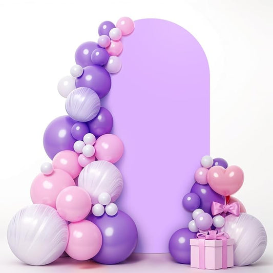 LEBENGURU Upgraded 6FT Wedding Arch Cover, Purple Spandex Fitted Arch Backdrop Cover, Round Top Chiara Stand Covers for Birthday Party Baby Shower Banquet Balloon Décor
