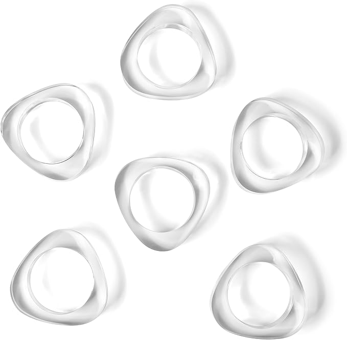 Clear Acrylic Napkin Rings - Set of 12 Modern Oval Beveled Holders for Cloth Napkins | Elegant Serviette Rings for Dining Table, Wedding, Party & Holiday Décor (Transparent) - ALPHA Living HOME