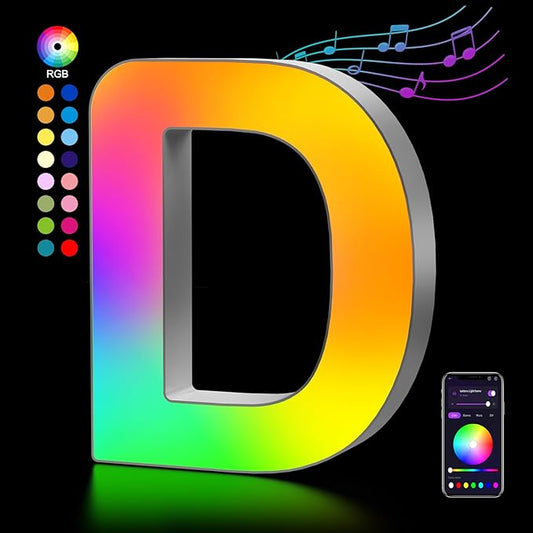 OJQ Light Up Letters LED Letter - Marquee Letters Room Decor Alphabet Letter Music Sync Color Change Colorful - Christmas Birthday Gifts for Girl - Teen Girls Gifts Party Home Wall Decor