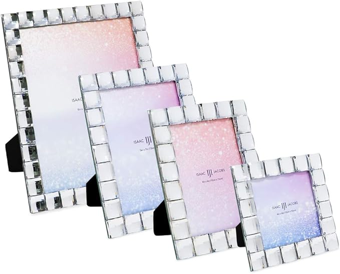 Isaac Jacobs Decorative Sparkling Jewel Picture Frame, Photo Display & Home Décor (4x6, Clear)