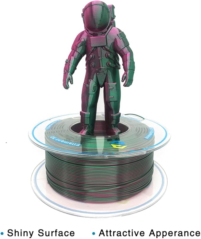 YOUSU Silk PLA Filament 1.75mm 3D Printer Filament Coextrusion Filament Dual Color, Compatible with Most of 3D Printer, Silk Purple Green Color Change PLA,1kg(2.2lbs).