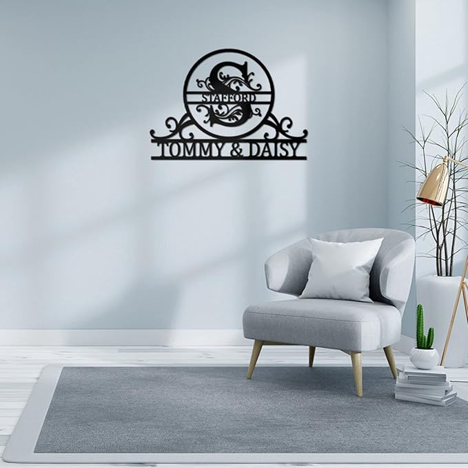 Personalized Metal Name Sign – Custom Last Name & Monogram Wall Décor for Home, Outdoor, or Office, Unique Metal Signs for Weddings, Housewarming, and Family Gifts