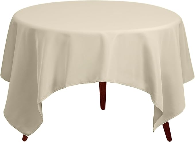 Gee Di Moda Square Tablecloth - 52 x 52 Inch Ivory Table Cloth for Small Square or Round Tables - Heavy Duty Washable Fabric - for Buffet Table, Holiday Party, Dinner, Wedding & Baby Shower