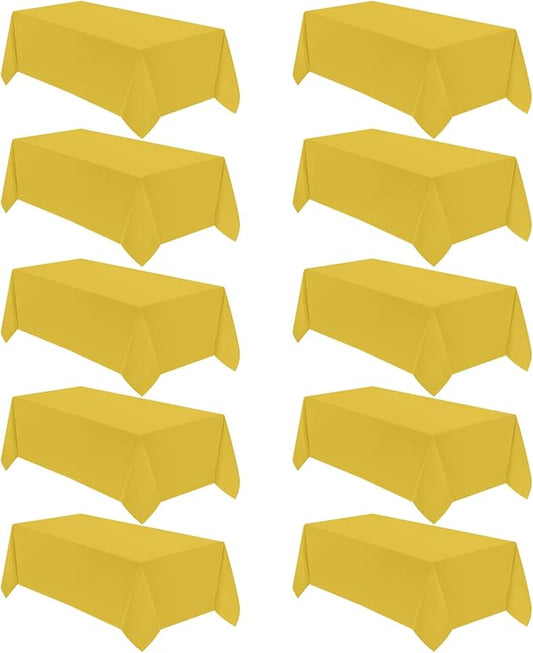 VidaFete Tablecloth 10 Pack 90 * 156inch Rectangle Table Cloth Polyester, Stain Wrinkle Resistant Polyester Dining Table Cover for Kitchen Dinning Party Wedding Rectangular Buffet Decoration(Yellow)
