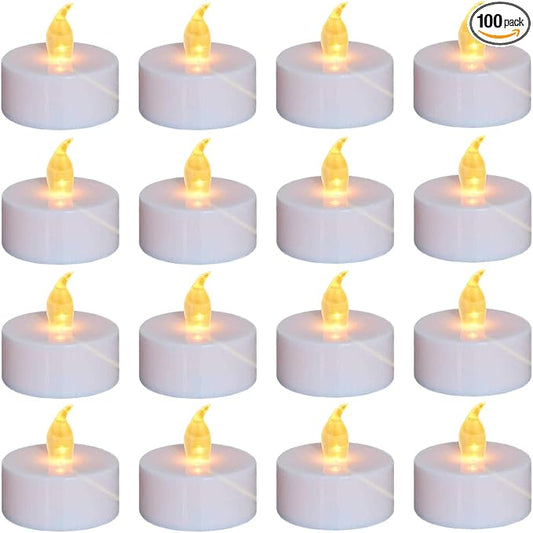 Nancia 100PACK Flameless LED Tea Lights Candles, Realistic and Bright Flickering Long Lasting 200Hours Battery-Powered, Ideal Party, Wedding, Birthday, Gifts Home Decoration Warm Yellow