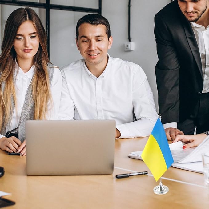 Ukraine Flag Ukrainian Flags, Small Mini Ukrainian Desk Flag, Used for Table Office Classroom Home Patriotic Events Decorations