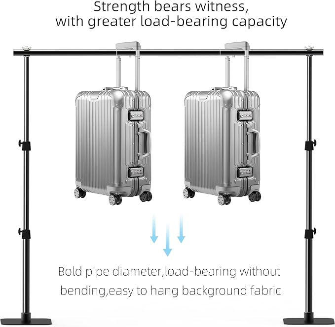 Pipe and Drape Backdrop Stand Kit, 6.5ft x 10ft Adjustable Photo Background Stands with Metal Flat Base for Photography, Birthday Parties, Wedding, Video Studio