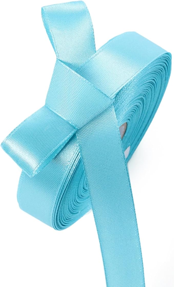 5/8" x 50 Yards Aqua Blue Satin Ribbon Single Faced Fabric Ribbons for Gift Wrapping, Crafting, Bows Making, Sewing, Wedding, Home Decor