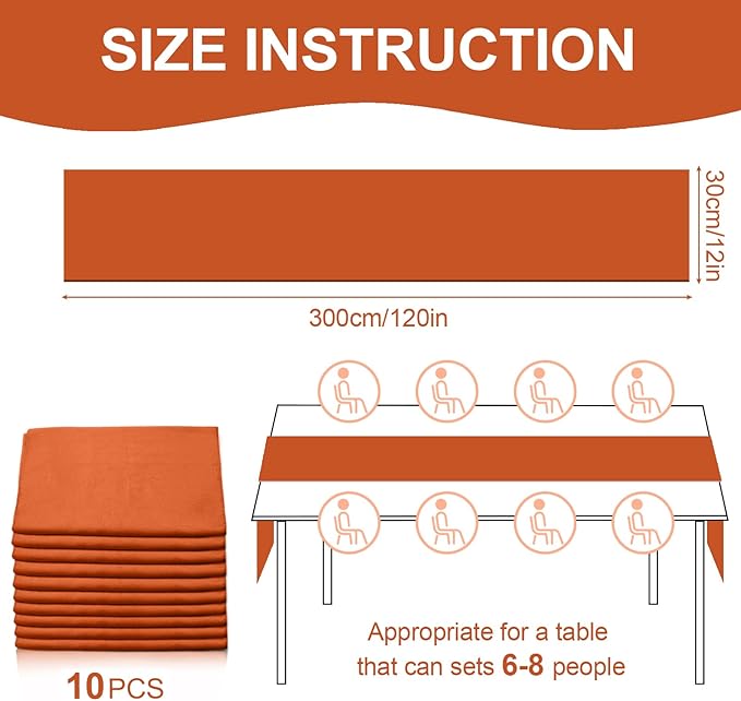10 Pack 10ft Terracotta Chiffon Table Runners Wedding Table Runner Sheer Romantic Tulle Table Runner for Christmas Wedding Bridal Tea Party Baby Shower Birthday Party Table Decorations(120 x 12 in)