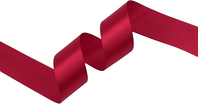 Scarlet Red Satin Ribbon 1 inch X Continuous 100 Yards, Single Face Polyester Ribbon Perfect for Gift Wrapping, Flower Bouquet, Wedding Decor, Crafts, Bow Making, Sewing and More