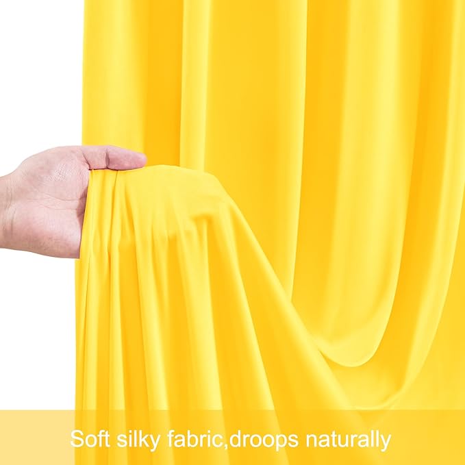 50ft x 12ft Yellow Backdrop Curtains Wrinkle Free Backdrop Curtain for Wedding Parties Yellow Fabric Backdrops Drapes Back Drop Cloth Bridal Shower Stage Curtains Wedding Decorations for Reception