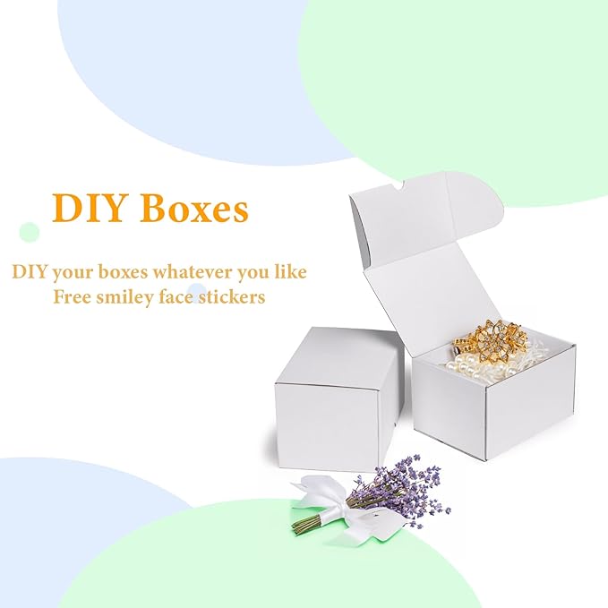 MEBRUDY 7x5x4 Inch Shipping Boxes Pack of 50, White Small Corrugated Cardboard Box for Mailing Packing Literature Mailer