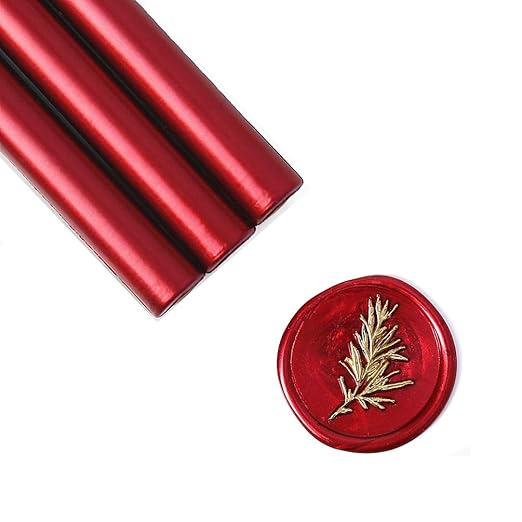 UNIQOOO Mailable Glue Gun Sealing Wax Sticks for Wax Seal Stamp - Metallic Burgundy Wine Red, For Birthday Cards, Wedding Invitations, Envelopes, Snail Mails, Wine Packages, Xmas Gift Ideas, Pack of 8