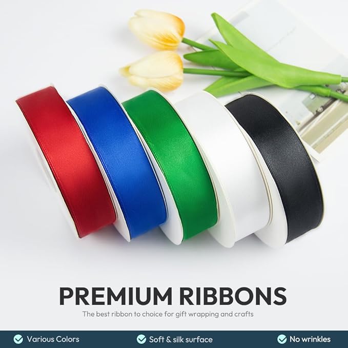 Kmer Life 1 in x 50 Yards Baby Blue Polyester Satin Ribbon - Perfect for Wedding Decor, Wreath, Crafts & Gift Wrapping