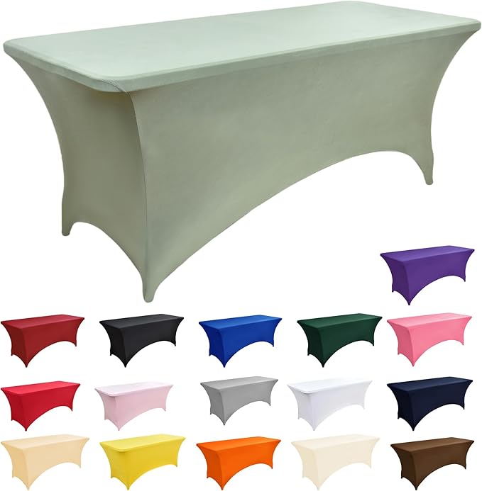 121 2-Pack 6ft Spandex Table Covers for Rectangle Standard Folding Tables - Wrinkle Resistant Stretch Tablecloths - Ultimate Fitted Table Protector for Parties, Banquet, and Wedding