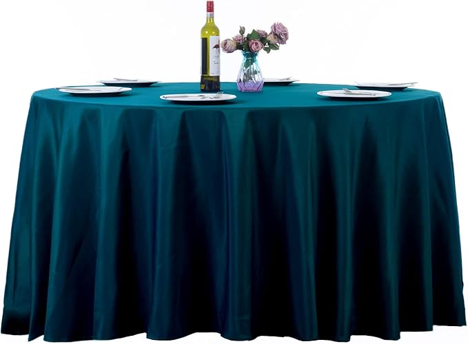 Ascoza 2pack 108 Inch Peacock Blue Round Tablecloth in Washable Polyester Fabric for Wedding/Banquet/Restaurant/Parties…