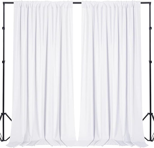 Sugargirl 10x10FT White Backdrop Curtains Polyester Photo Backdrop Drapes Curtains 2 Panels with Rod Pockets for Party Birthday Wedding Photography Home Decoration
