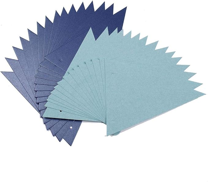 Dark Blue Light Blue Vintage Double Sided Triangle Flag Bunting Pennant Banner for Baby Birthday Party, Wedding Decor, Baby Shower, 30pcs Flags, Pack of 1