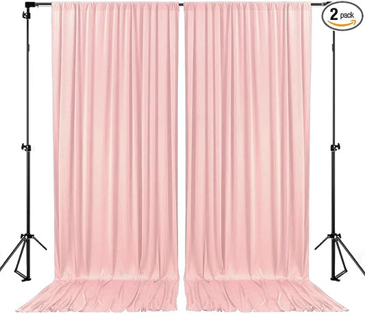 10 x 7 Feet Light Pink Backdrop Curtain for Partie, Background Curtains for Photoshoot, Birthday, Wedding, Halloween, Thanksgiving, Christmas, New Year Party Decorations 5Ft x 7Ft, 2 Panels