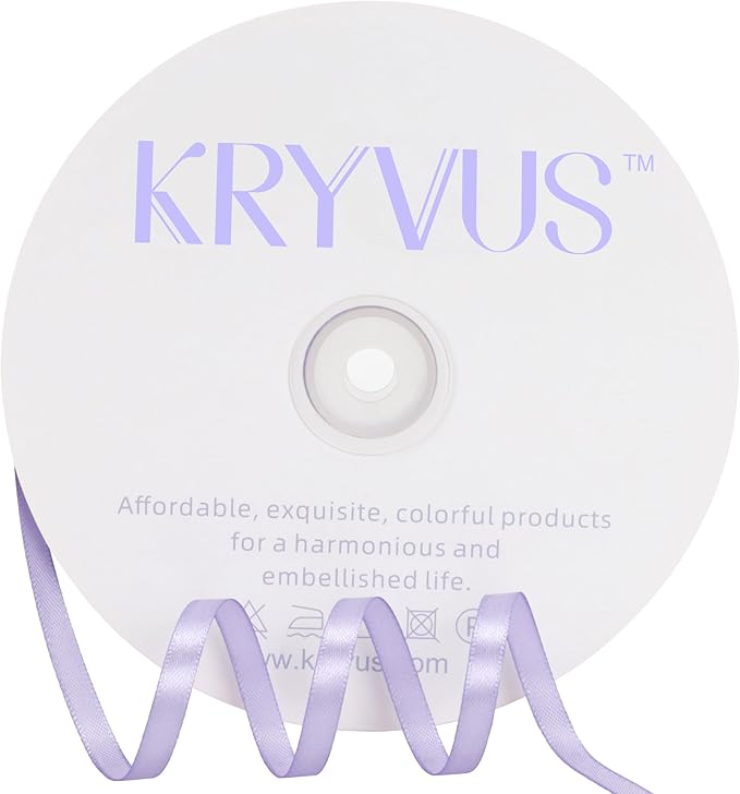 Lavender Satin Ribbon 1/4 inch X Continuous 100 Yards, Single Face Polyester Ribbon Perfect for Gift Wrapping, Flower Bouquet, Wedding Decor, Crafts, Bow Making, Sewing and More