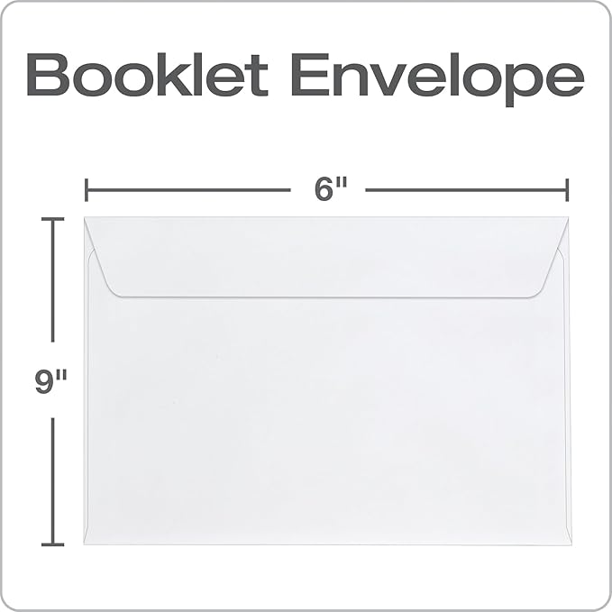 Columbian 6 x 9 Booklet Envelopes, Windowless, White, Gummed Closure, Mailing Envelopes, 100/Box (COLO915)