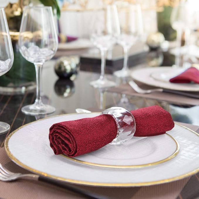 MDLUU 4 Pcs Crystal Napkin Rings, 2.3" Diameter Serviette Buckles, Clear Napkin Holder Rings for Christmas, Thanksgiving, Wedding (Diamond Shaped)