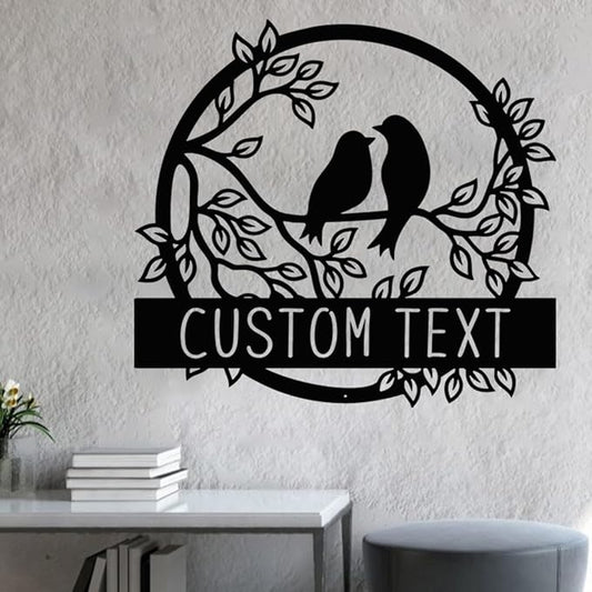 NAZENTI Personalized Metal Sign Love Bird Gift For Couple, Wedding Gift, Family Name Sign, Outdoor Name, Anniversary, Home Decor, Front Door